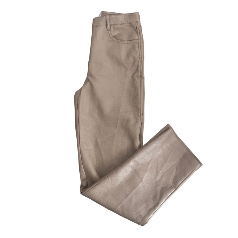Aritzia Wilfred Melina Beige Faux Leather Straight Leg Pants Size US 4